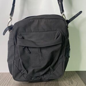 Stylish Thick Canvas Black Men's Messenger Bag With Leather Details